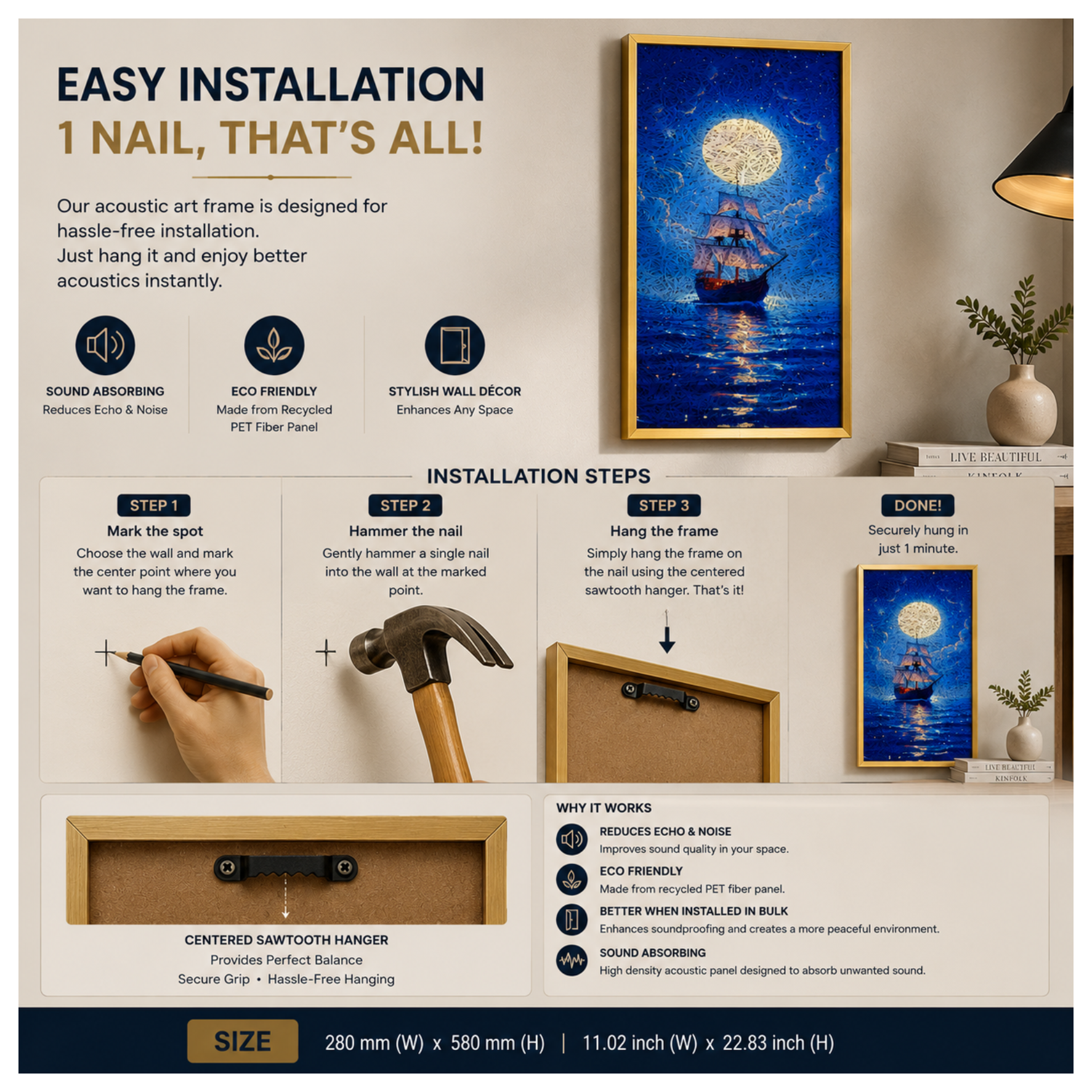 Boat Printed Acoustic Photo Frame view 6