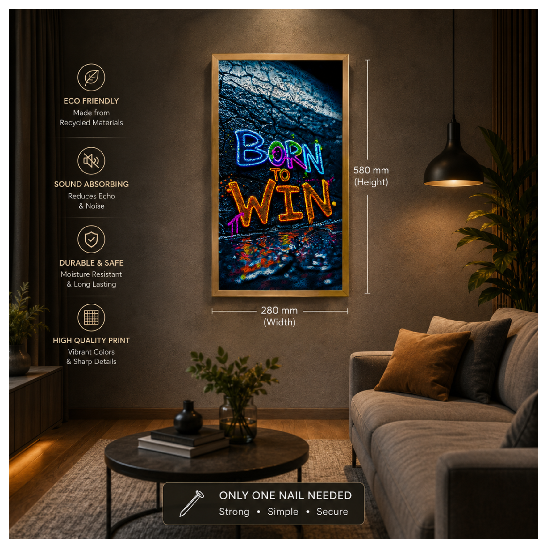 BORN TO WIN Printed Acoustic Photo Frame view 3