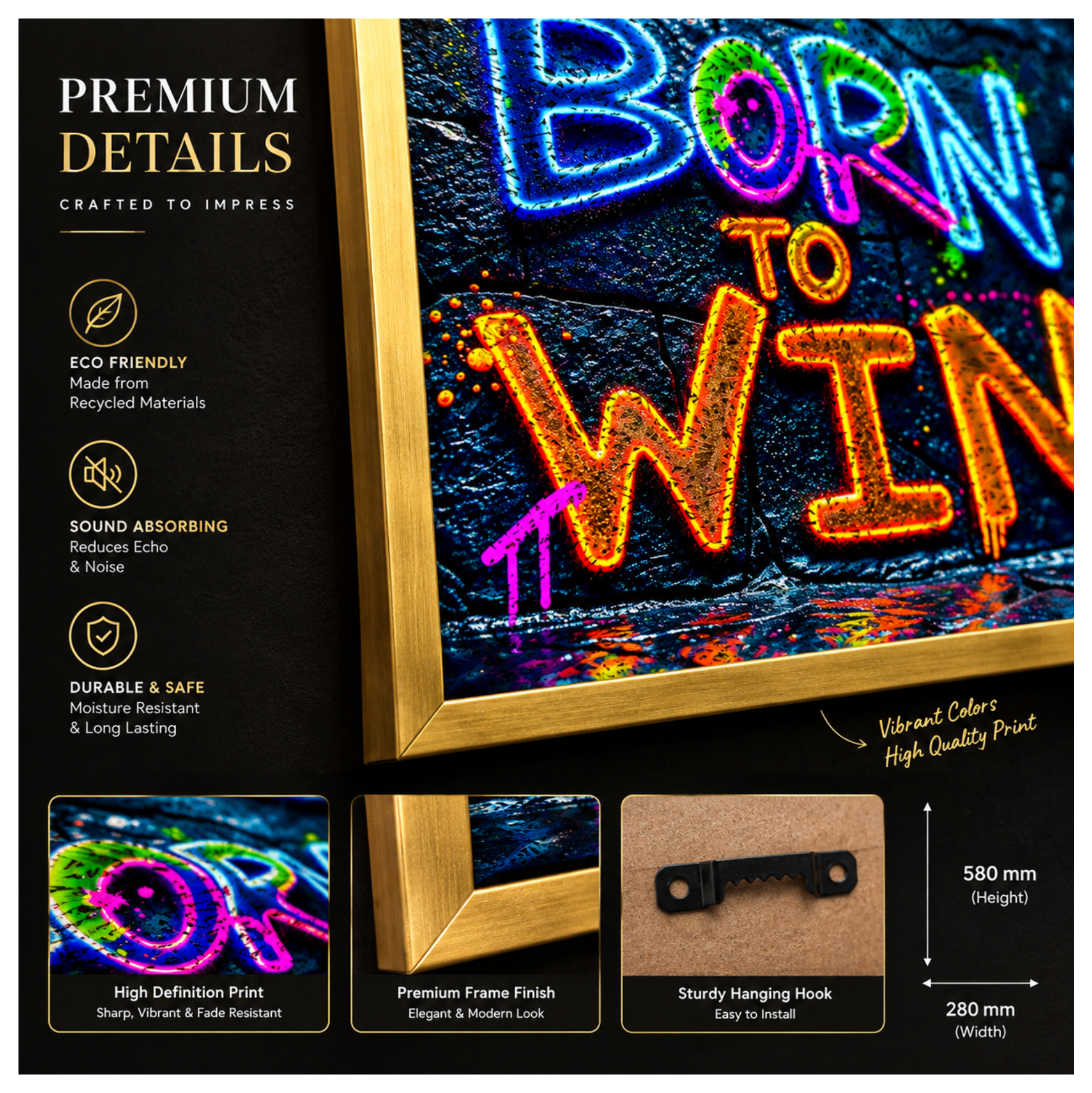 BORN TO WIN Printed Acoustic Photo Frame view 4