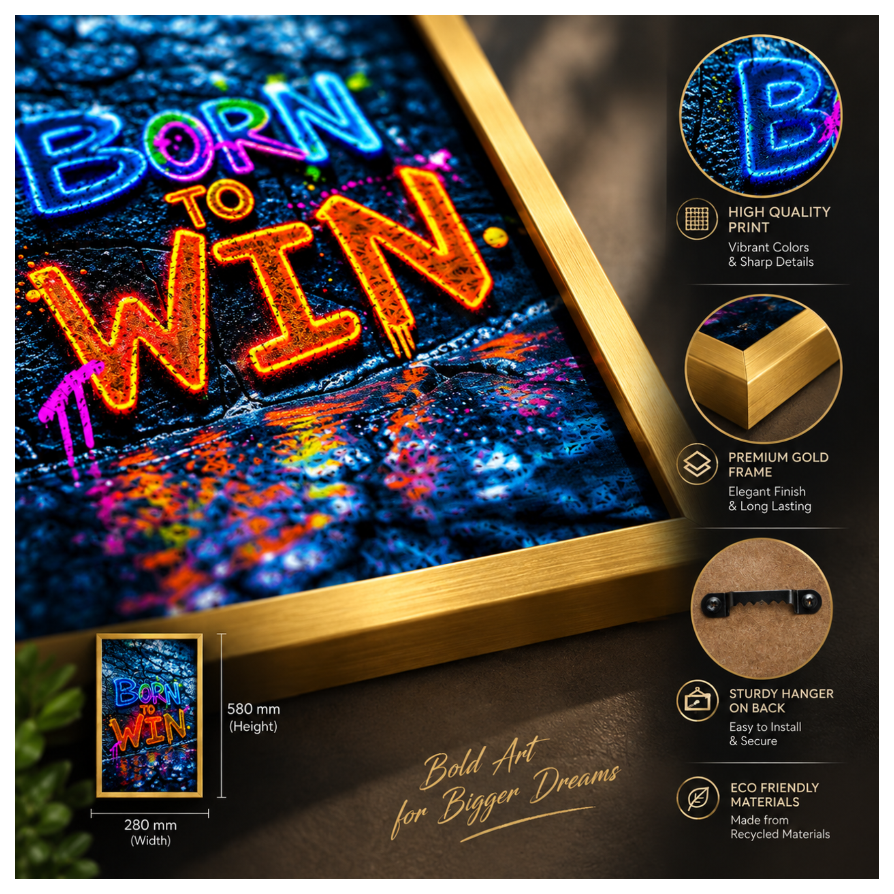 BORN TO WIN Printed Acoustic Photo Frame view 5