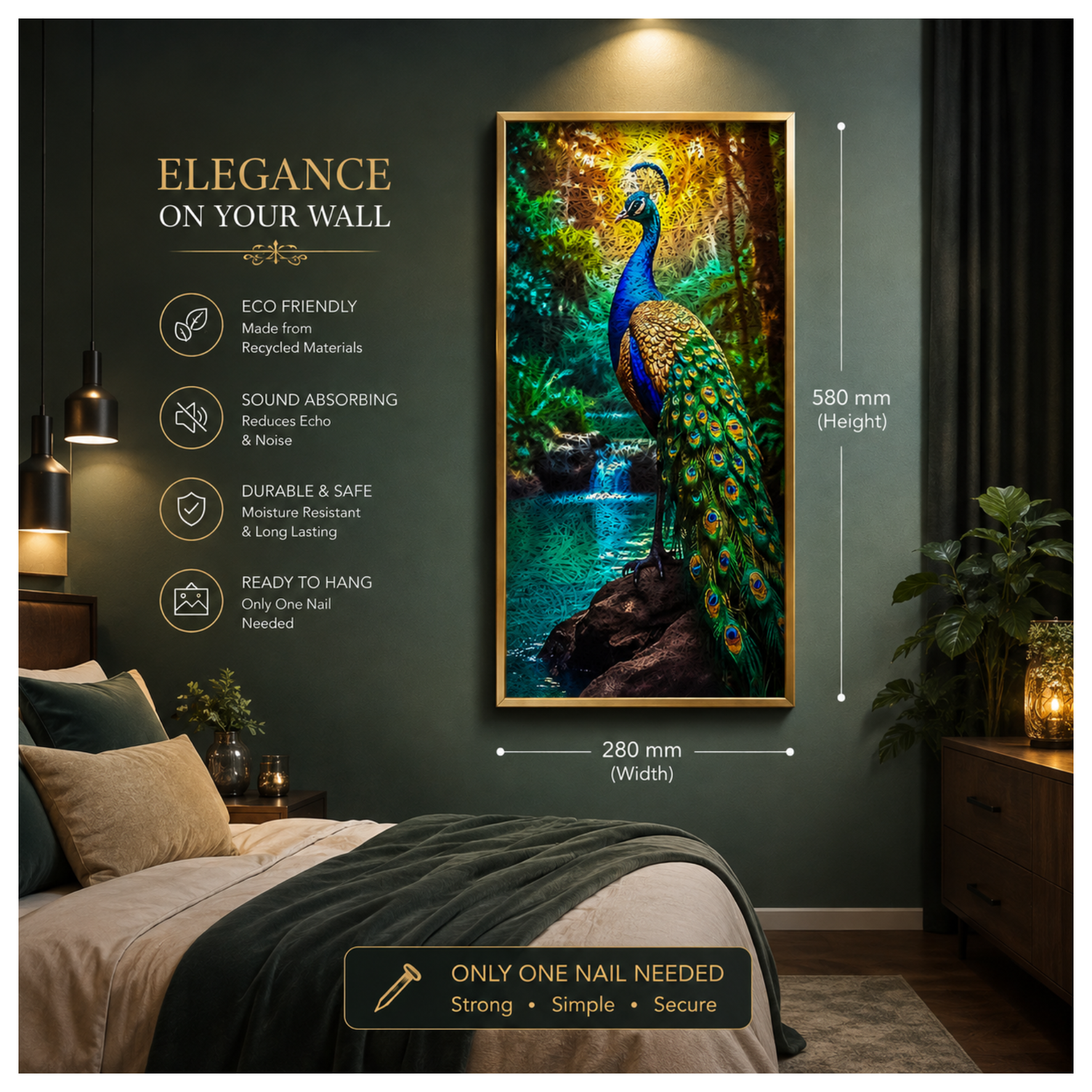 PEACOCK Printed Acoustic Photo Frame