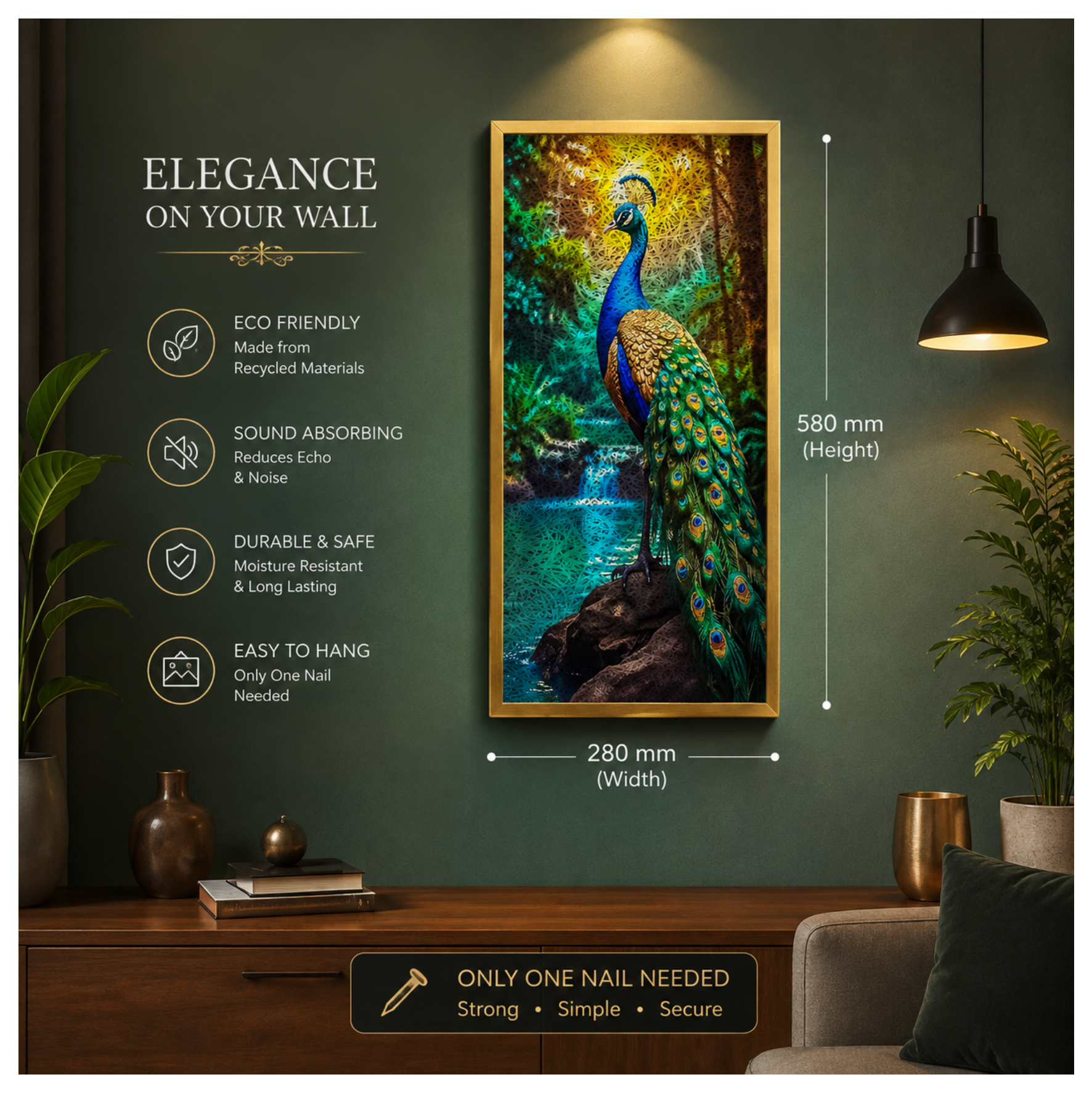 PEACOCK Printed Acoustic Photo Frame view 3