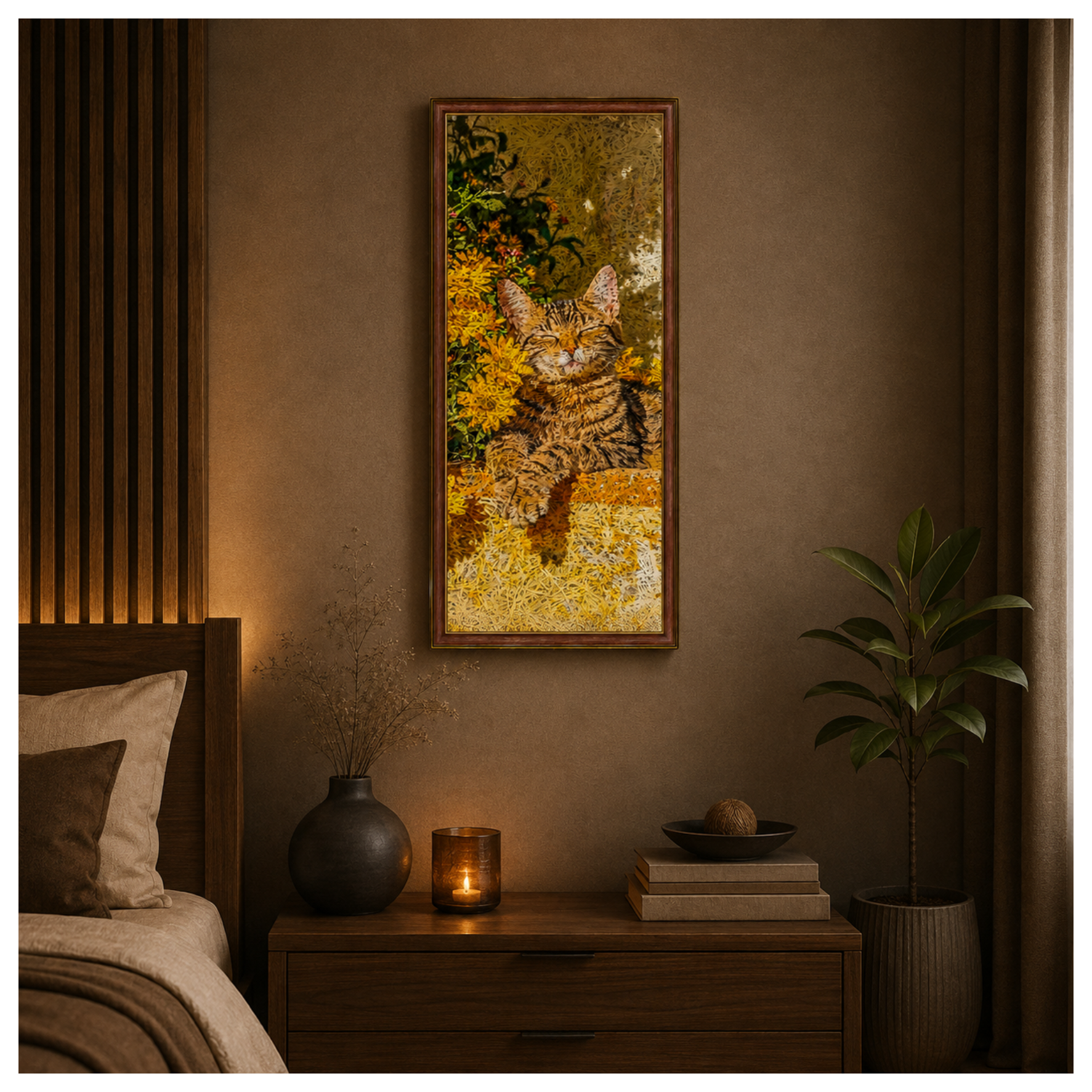 CAT Printed Brown Acoustic Photo Frame view 1