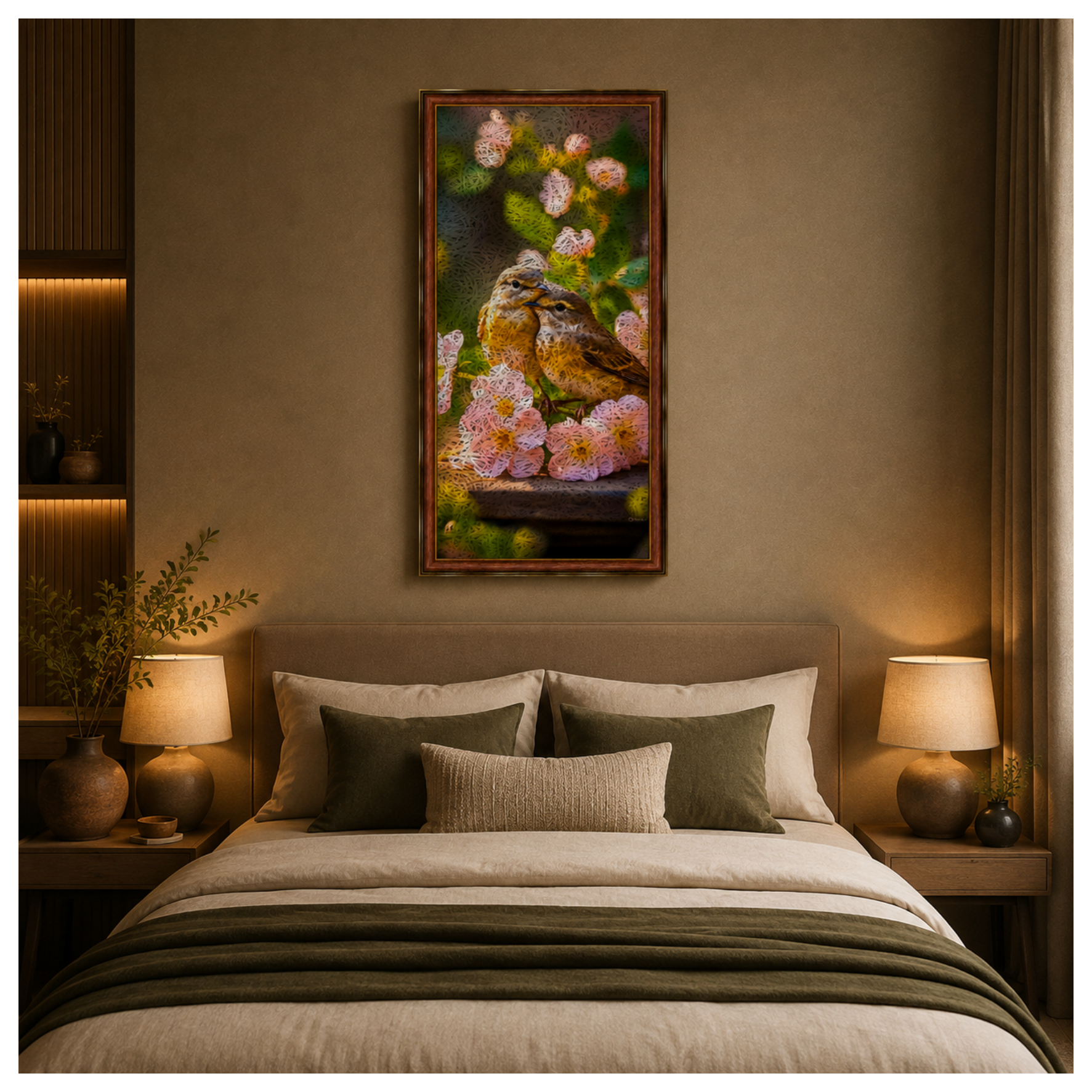 BIRDS 2 Printed Brown Acoustic Photo Frame