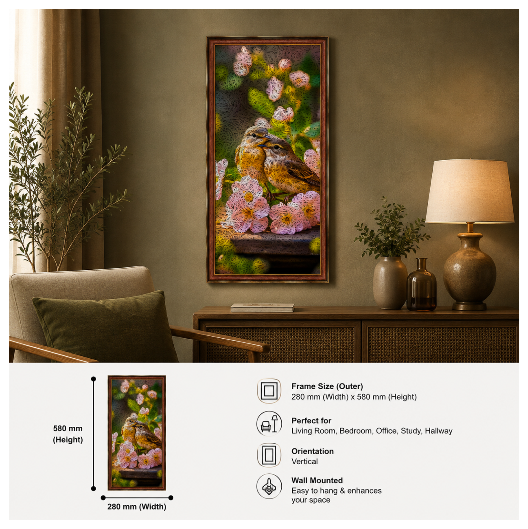 BIRDS 2 Printed Brown Acoustic Photo Frame view 4