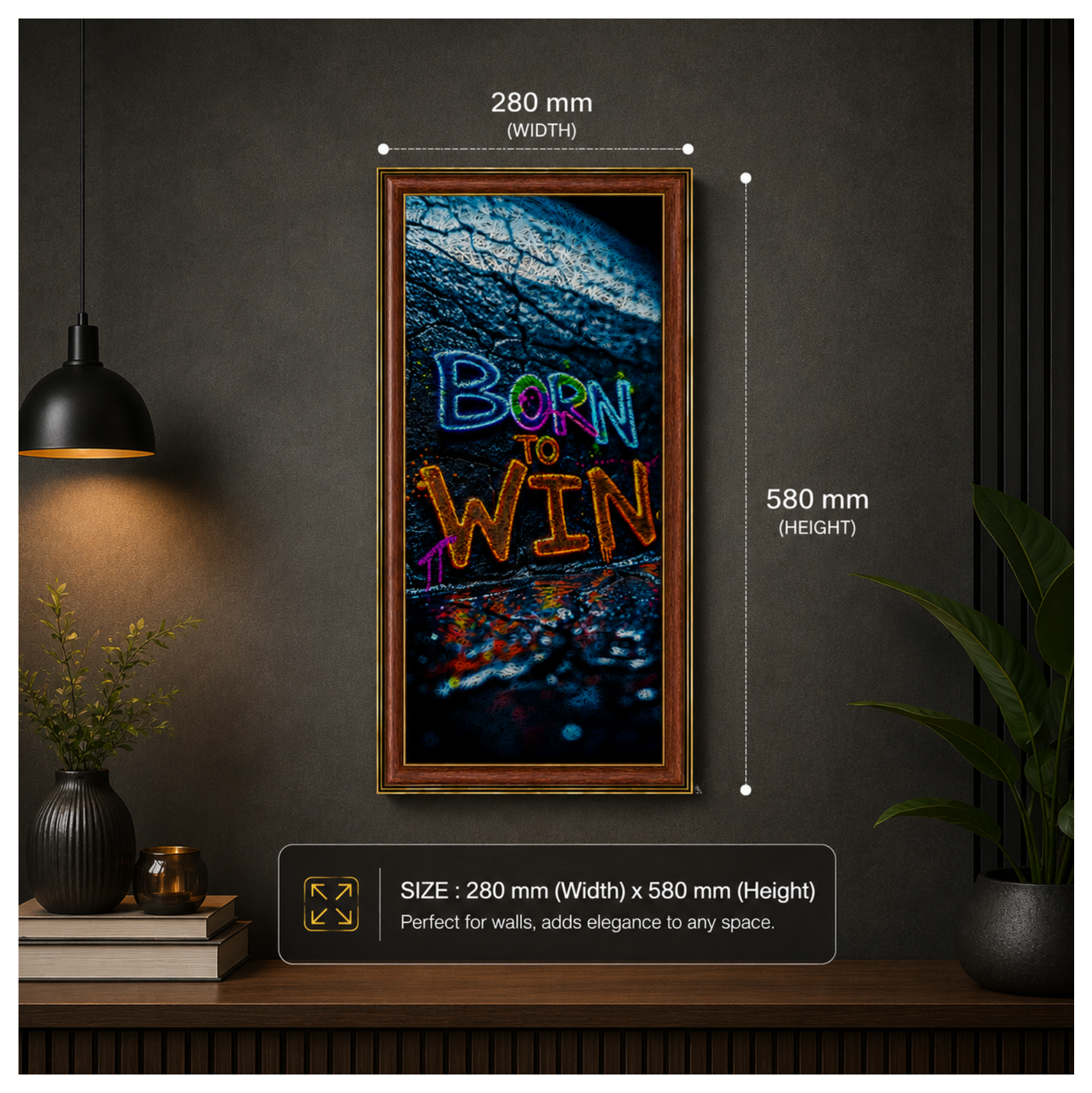 BORN TO WIN Printed Brown Acoustic Photo Frame view 4