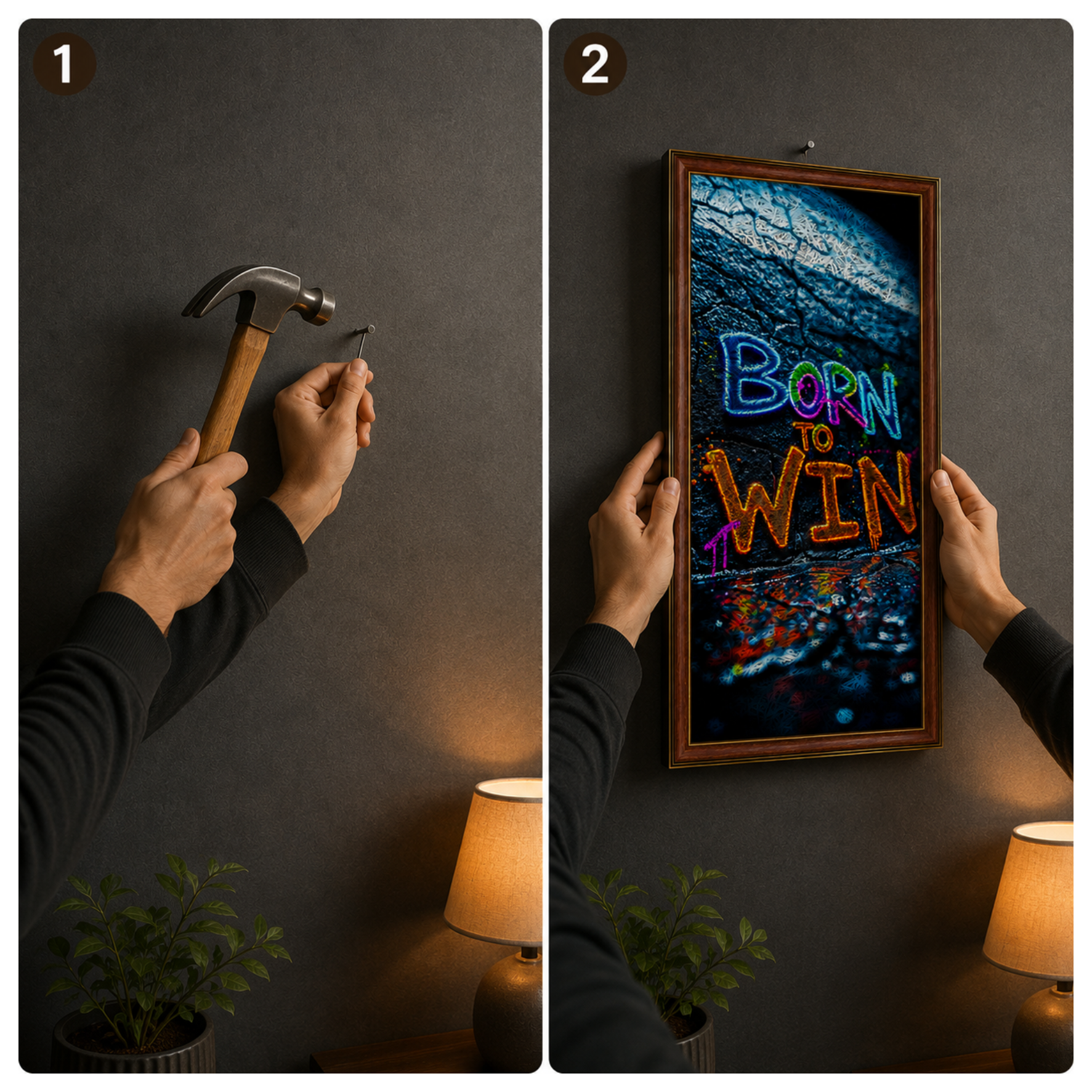 BORN TO WIN Printed Brown Acoustic Photo Frame view 5