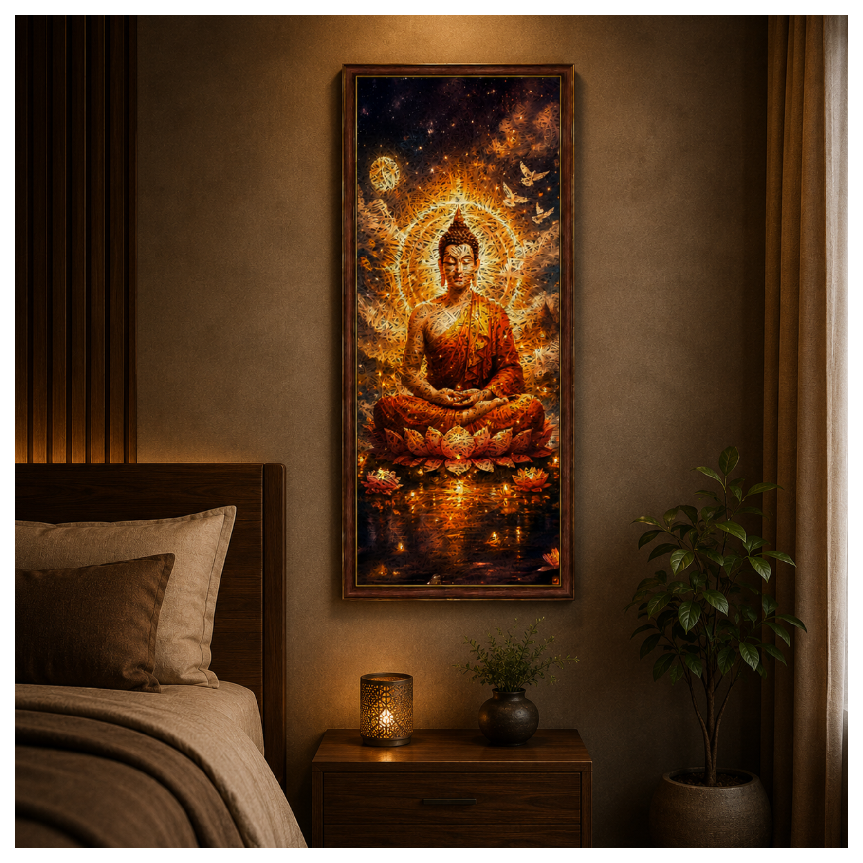 Buddha Printed Brown Acoustic Photo Frame