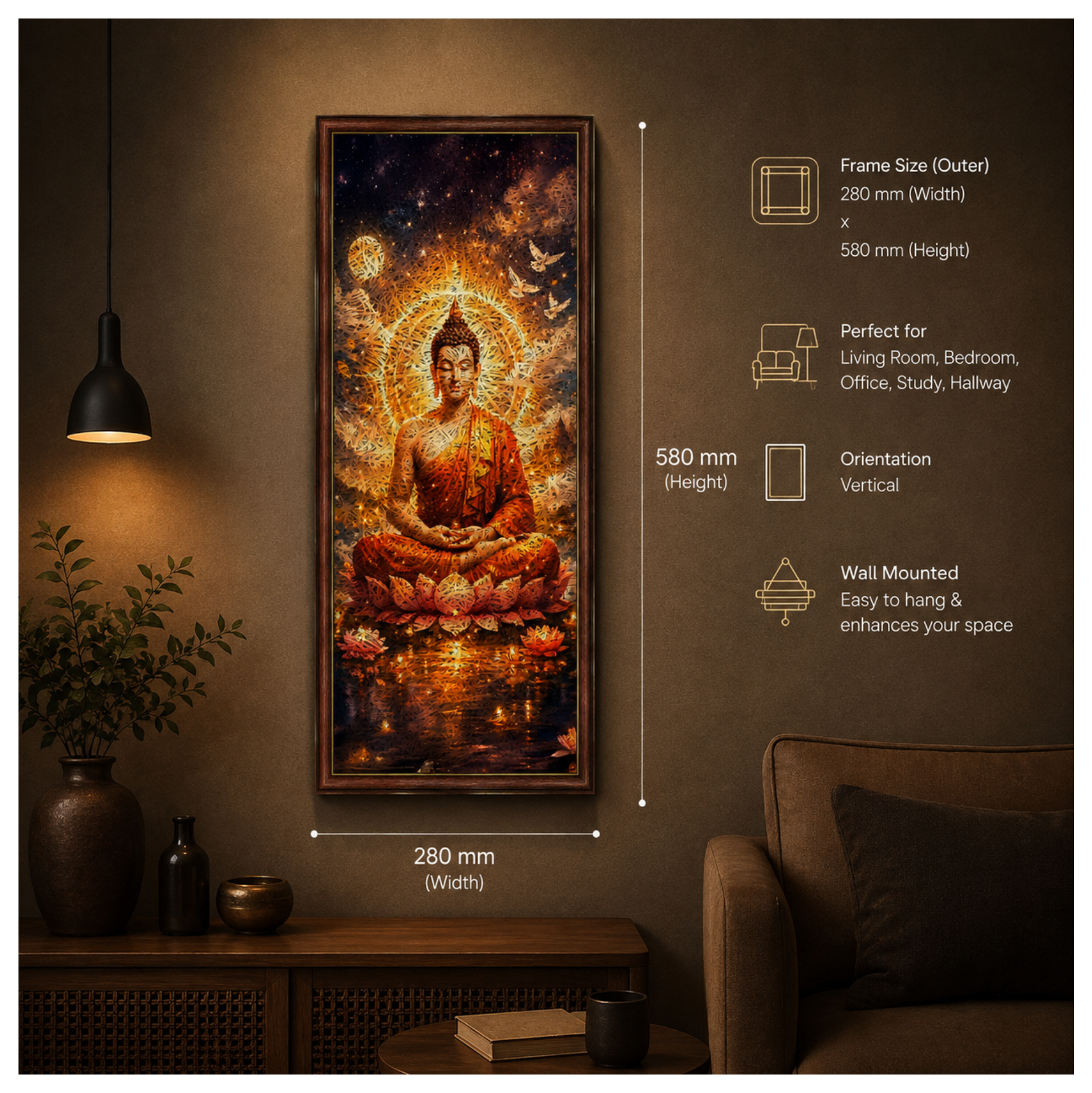 Buddha Printed Brown Acoustic Photo Frame view 3