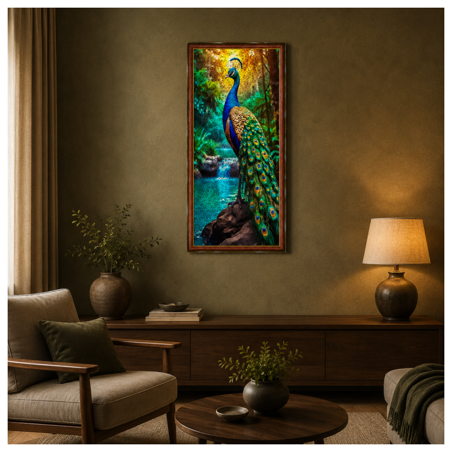 PEACOCK Printed Brown Acoustic Photo Frame view 3