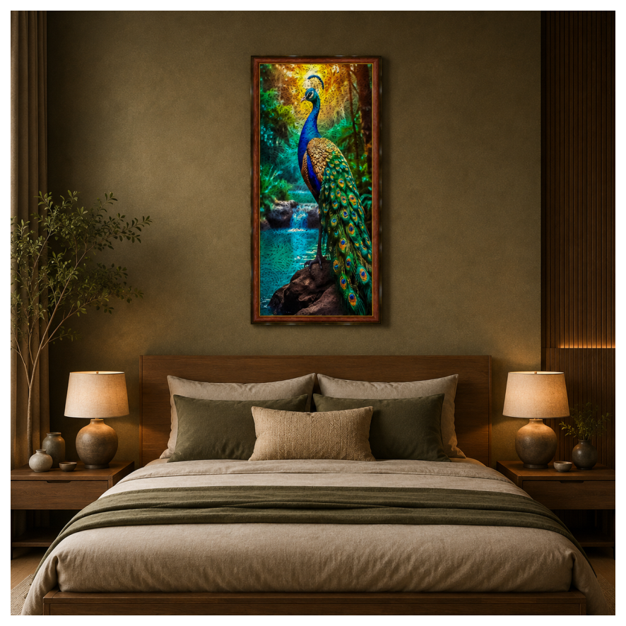 PEACOCK Printed Brown Acoustic Photo Frame