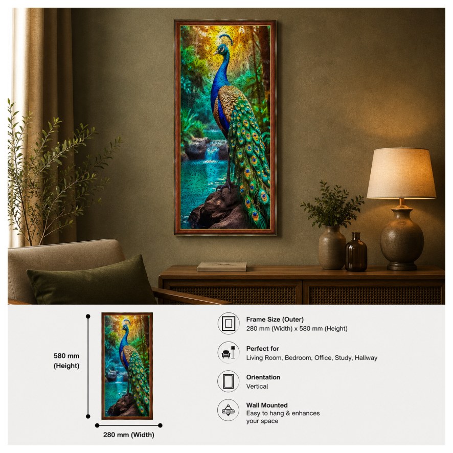 PEACOCK Printed Brown Acoustic Photo Frame view 4