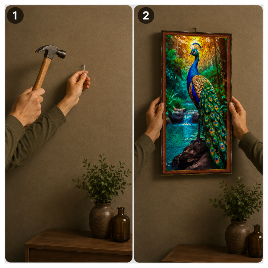 PEACOCK Printed Brown Acoustic Photo Frame view 5