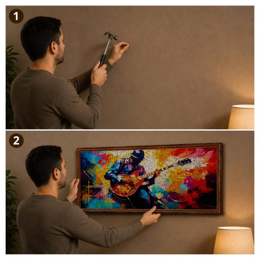 Guitar Printed Brown Acoustic Photo Frame view 5