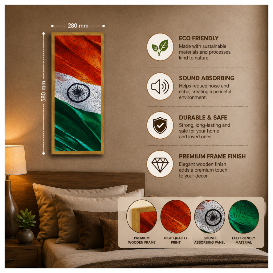 Tiranga Printed Old Gold Acoustic Photo Frame view 3