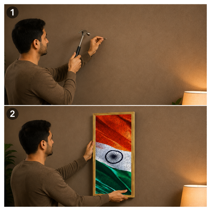 Tiranga Printed Old Gold Acoustic Photo Frame view 4