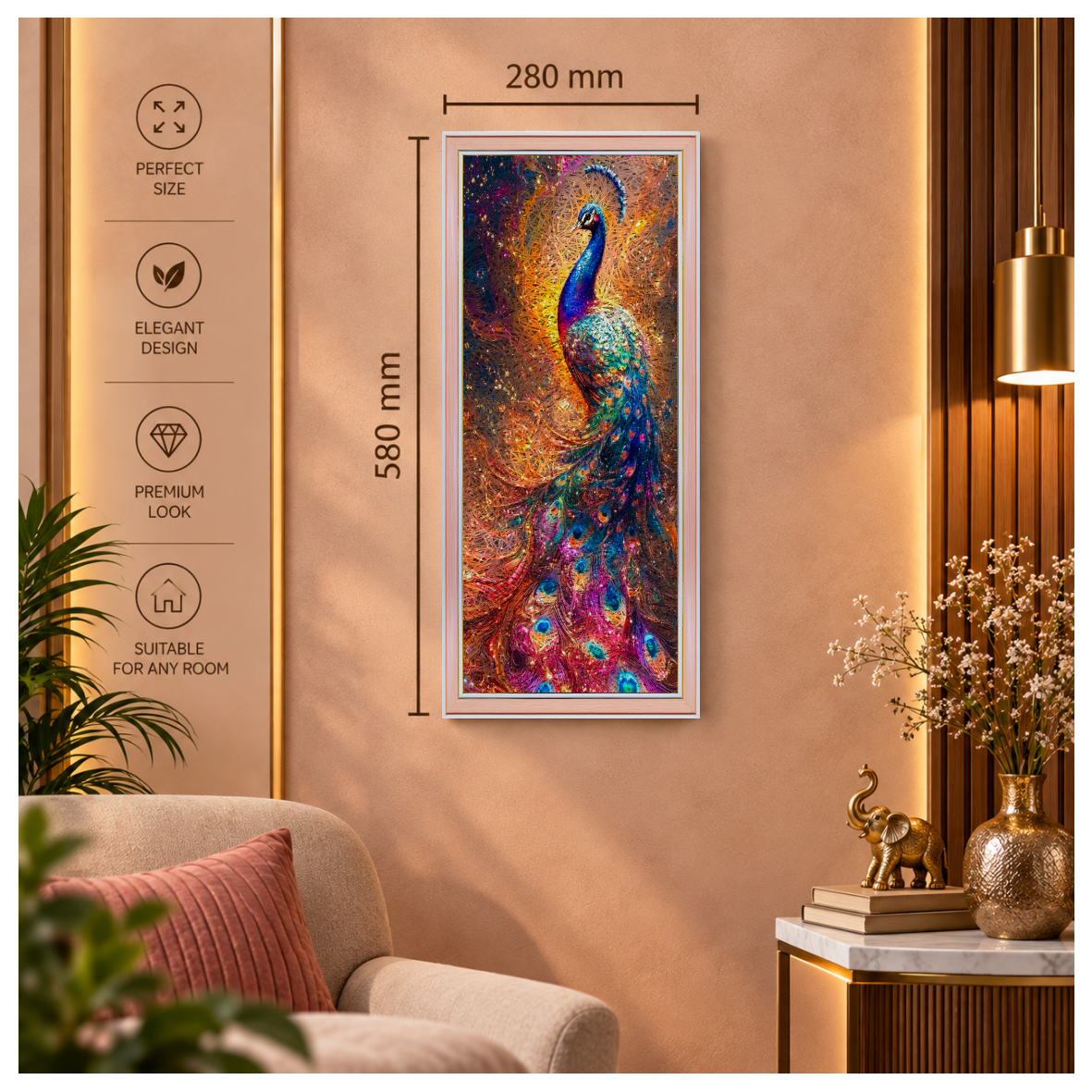 Peacock Pink Acoustic Photo Frame view 3