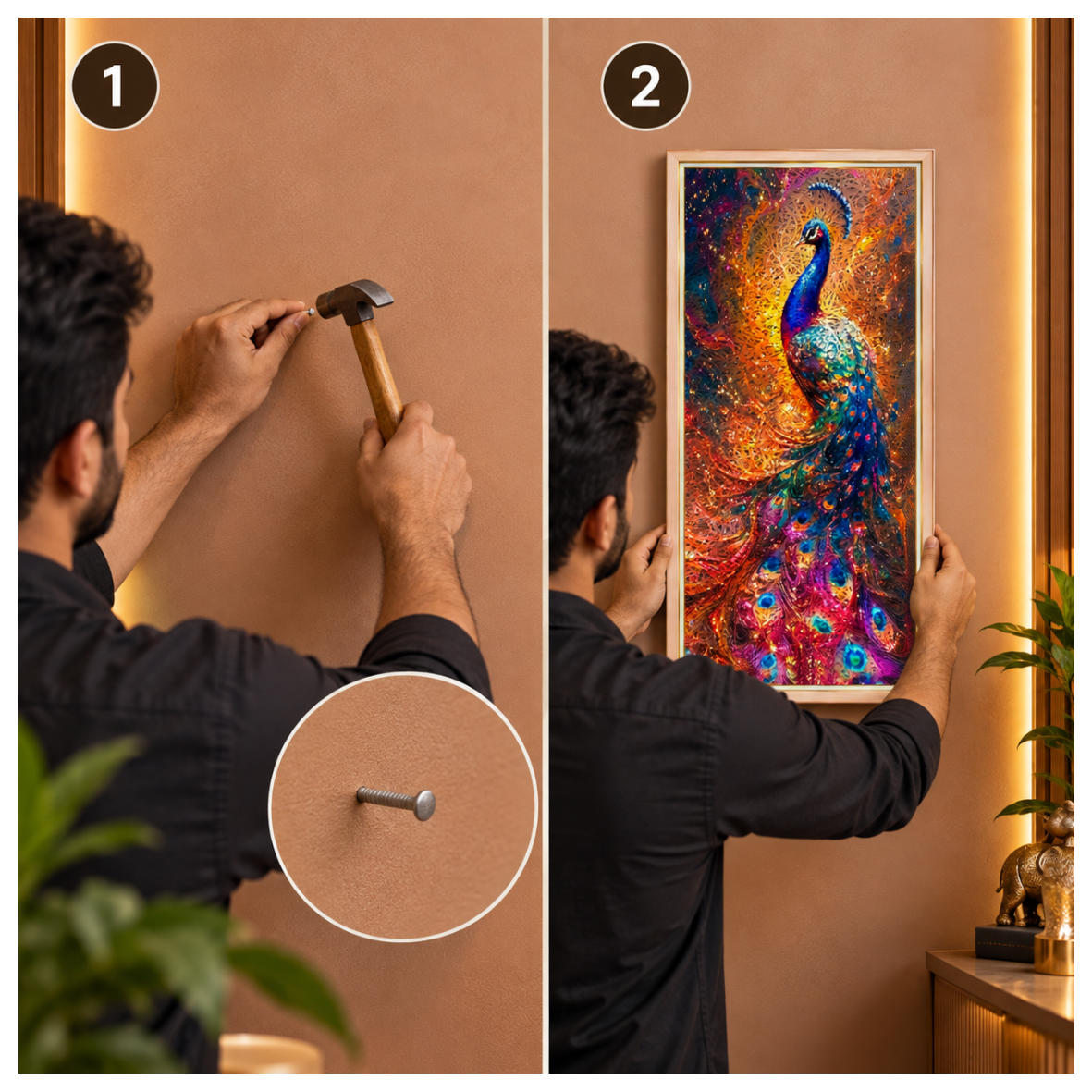 Peacock Pink Acoustic Photo Frame view 5