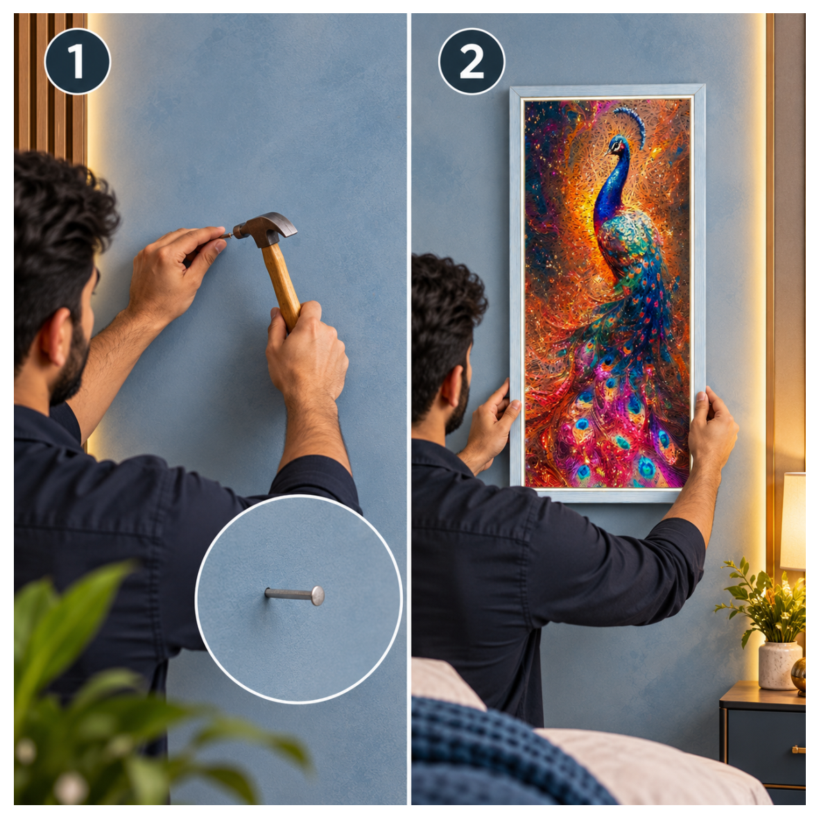 Peacock Sky Blue Acoustic Photo Frame view 4