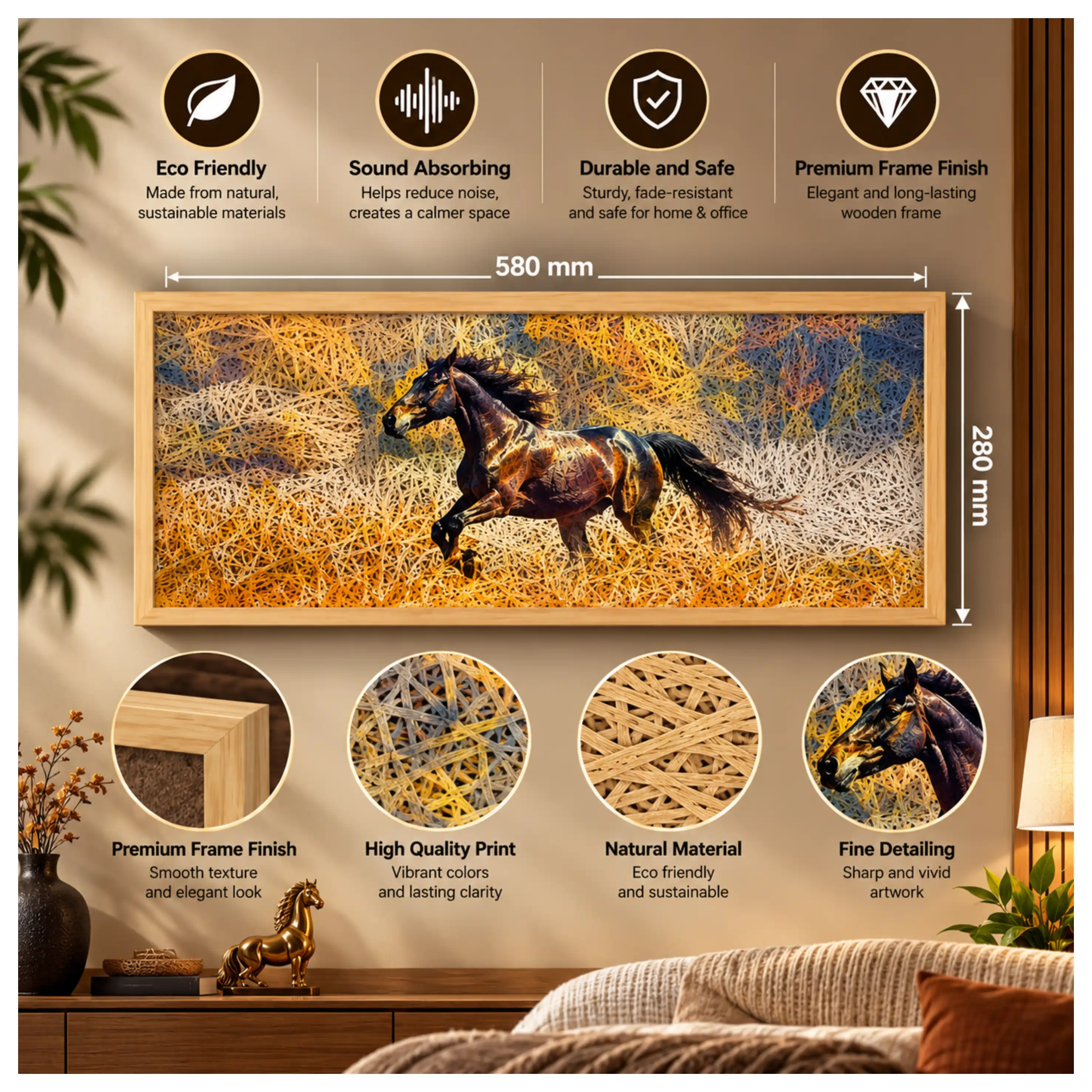 Black Horse Old Gold Acoustic Photo Frame view 5