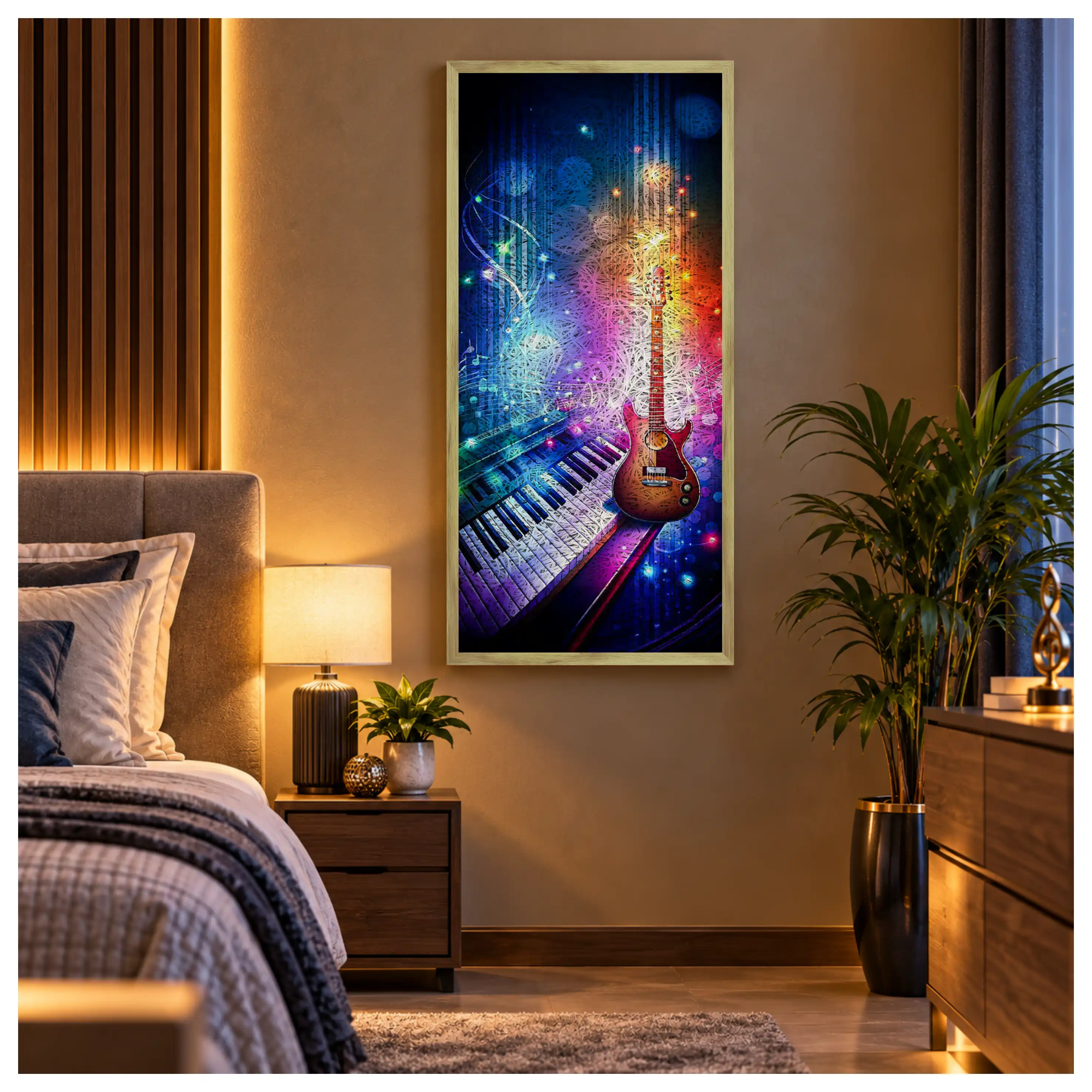 Guitar Piano Old Gold Acoustic Photo Frame view 1