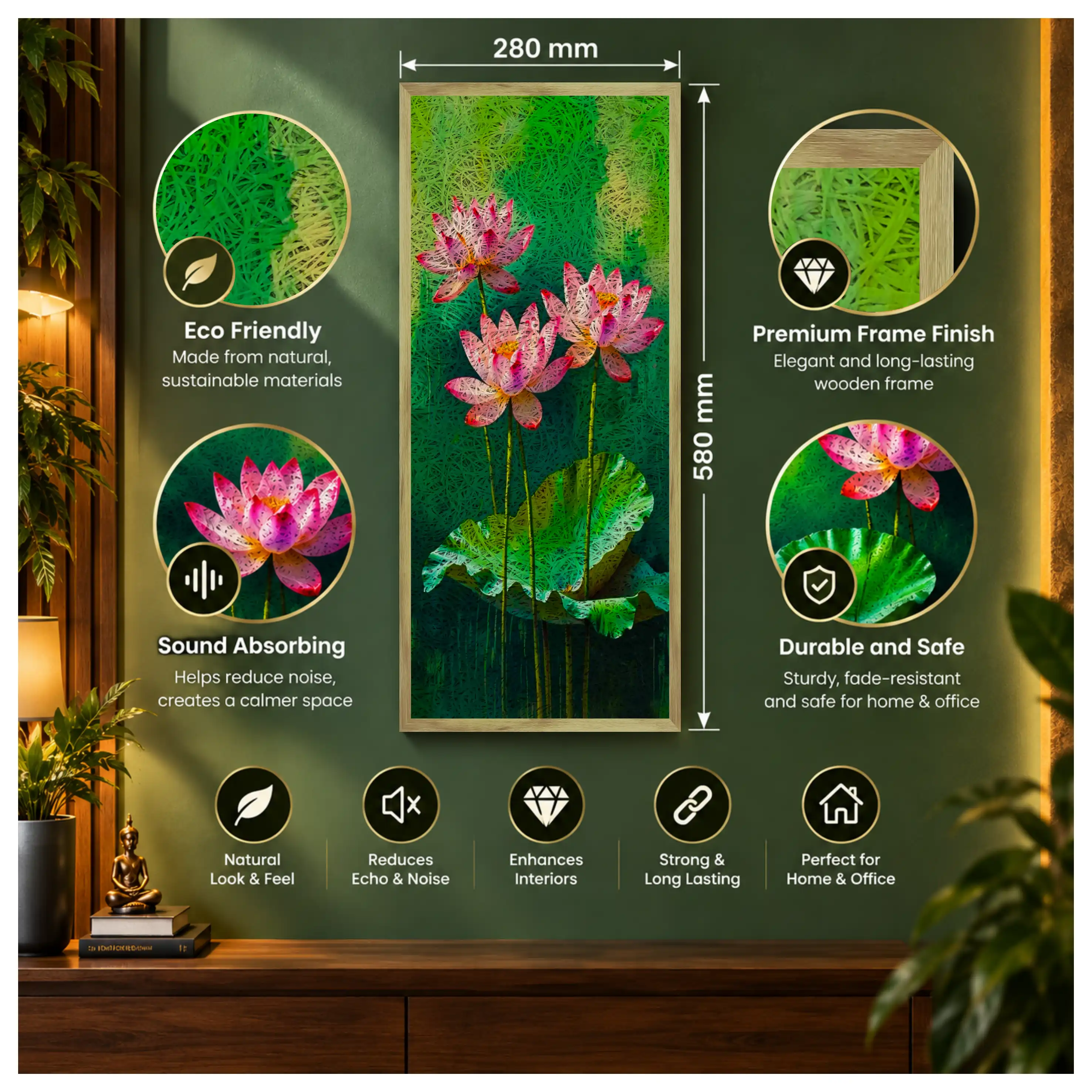 Lotus Old Gold Acoustic Photo Frame view 4