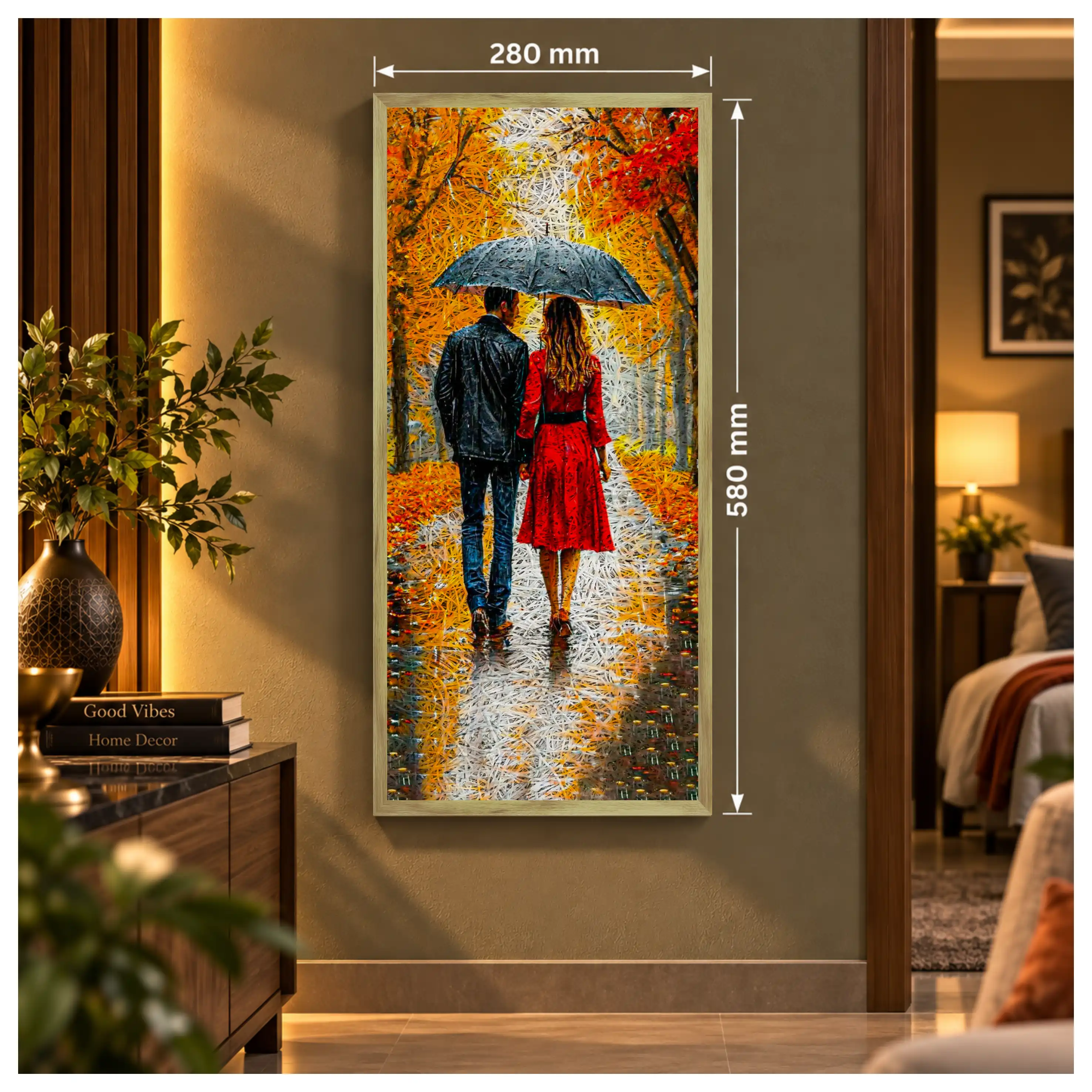 Romantic Rain Walk Old Gold Acoustic Photo Frame view 3