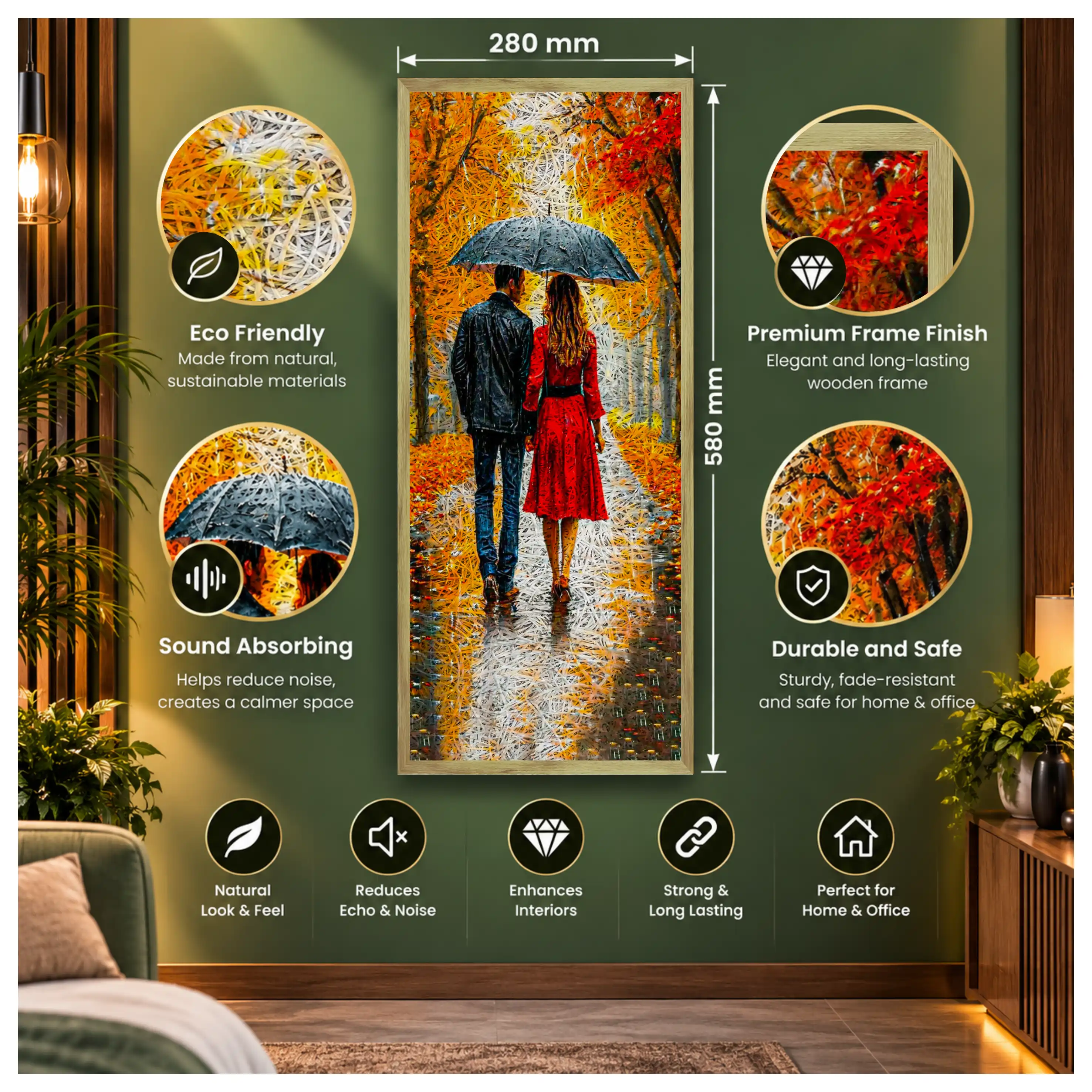 Romantic Rain Walk Old Gold Acoustic Photo Frame view 4