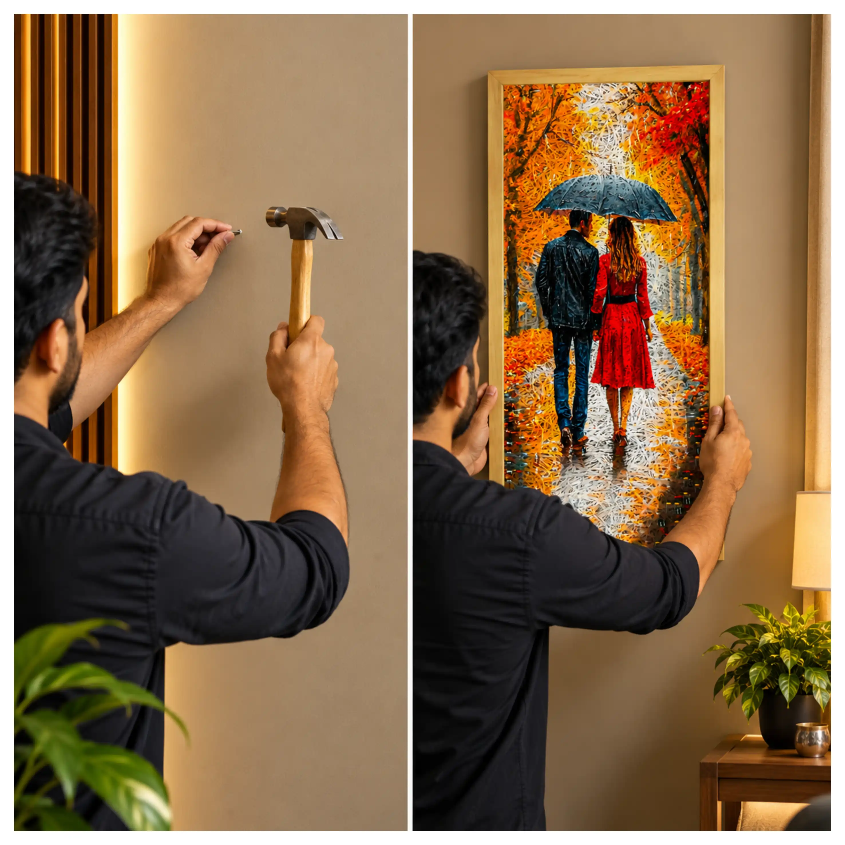 Romantic Rain Walk Old Gold Acoustic Photo Frame view 5