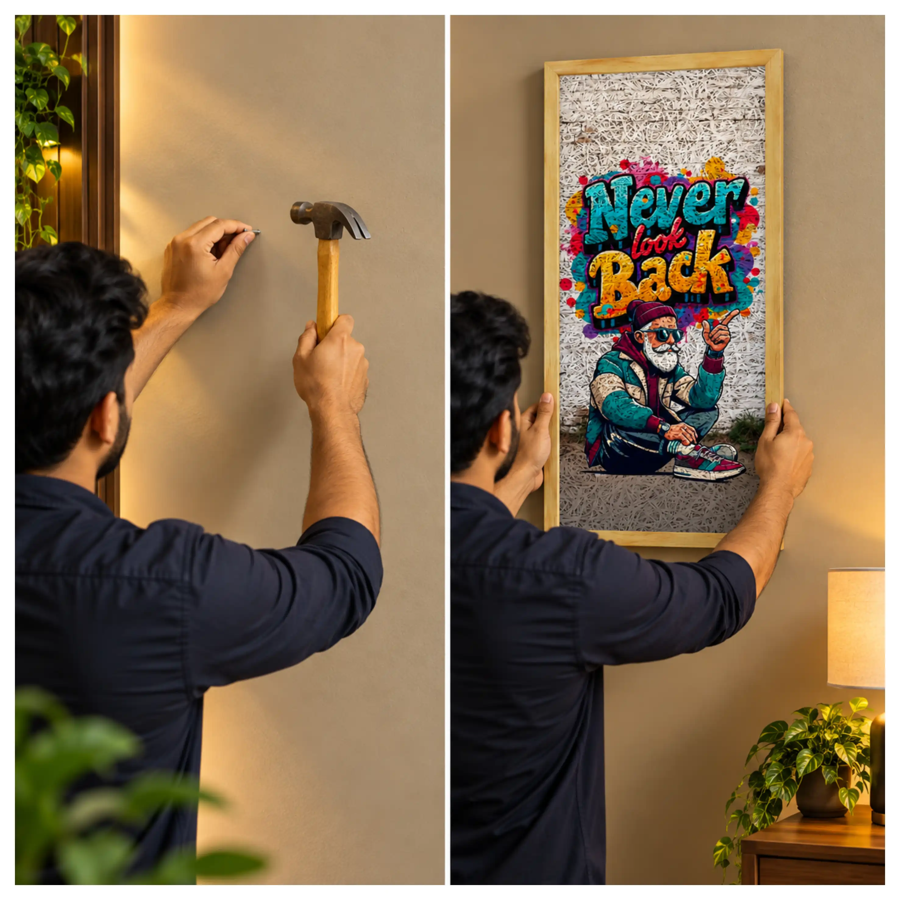 Never Look Back Old Gold Acoustic Photo Frame view 4