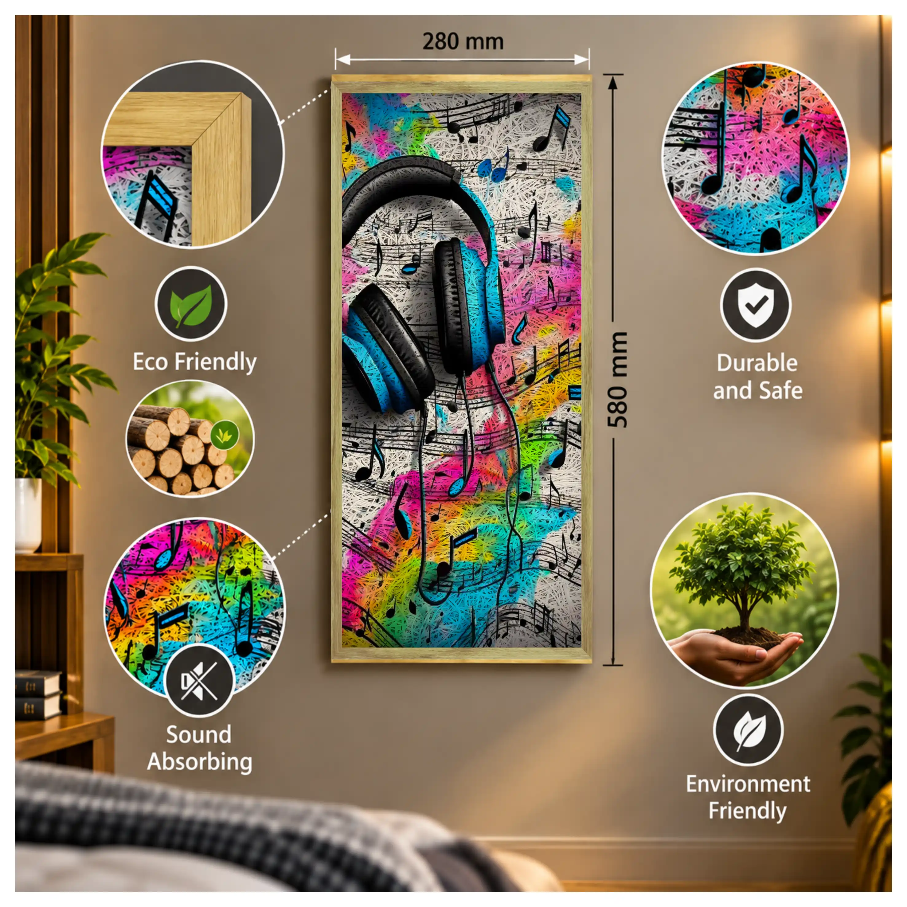 Headfone Old Gold Acoustic Photo Frame view 5