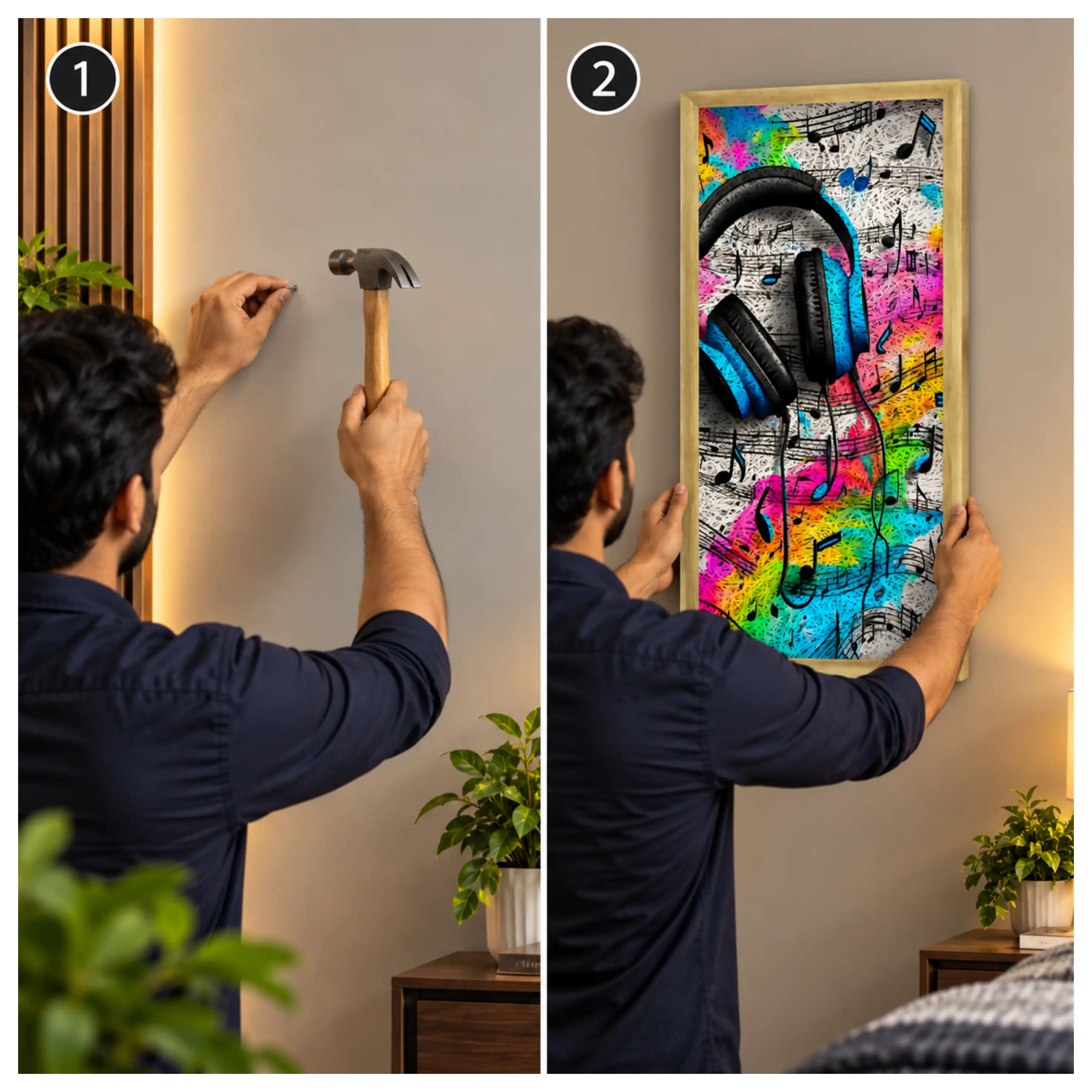 Headfone Old Gold Acoustic Photo Frame view 6