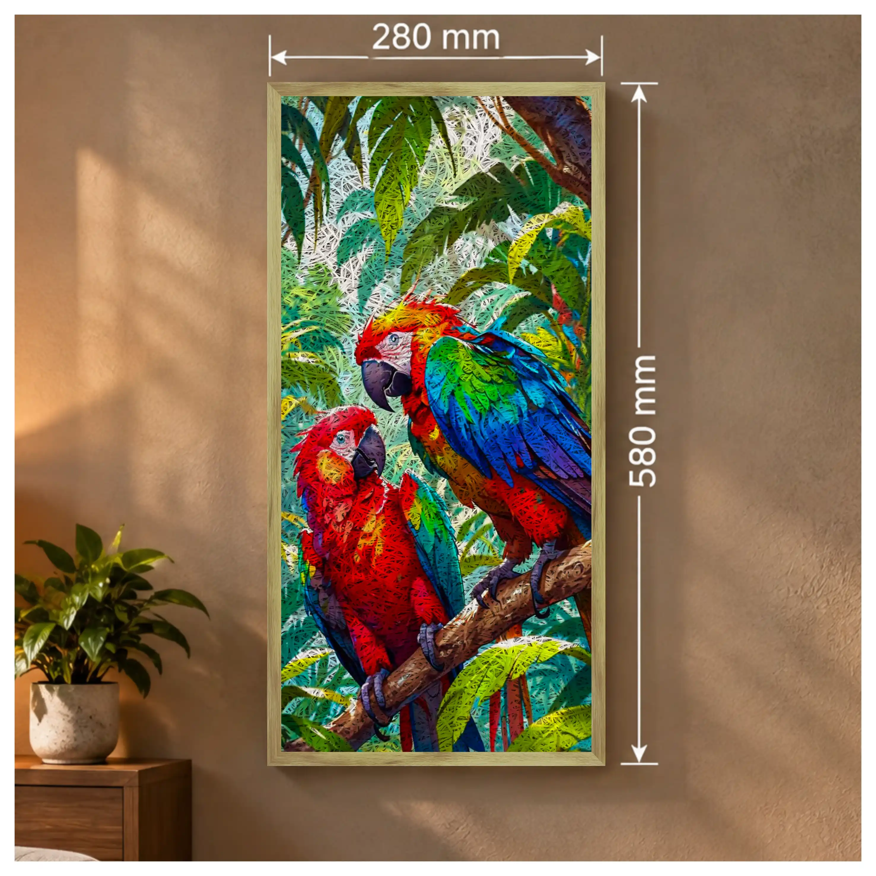 Red Parrots Old Gold Acoustic Photo Frame view 3
