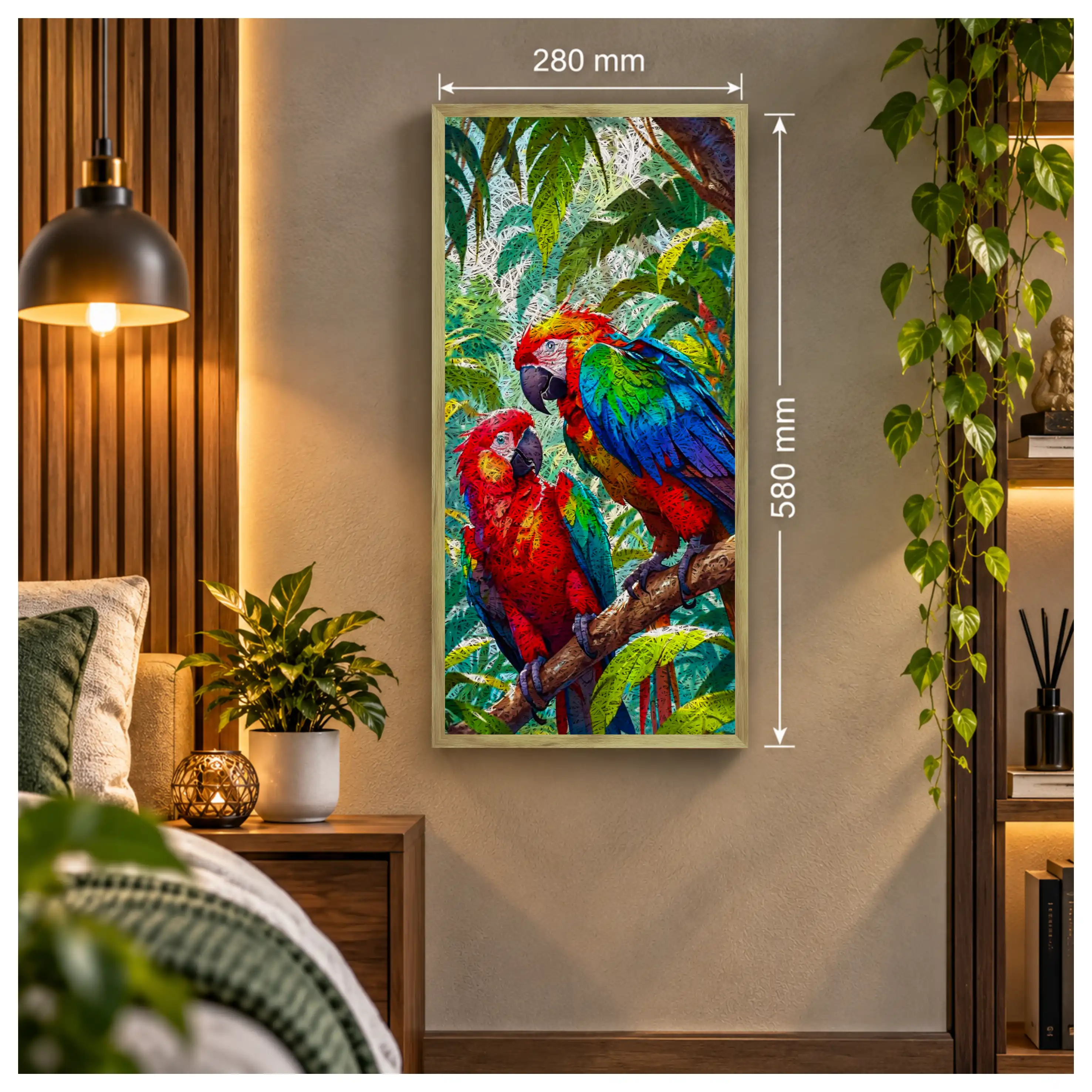 Red Parrots Old Gold Acoustic Photo Frame view 4