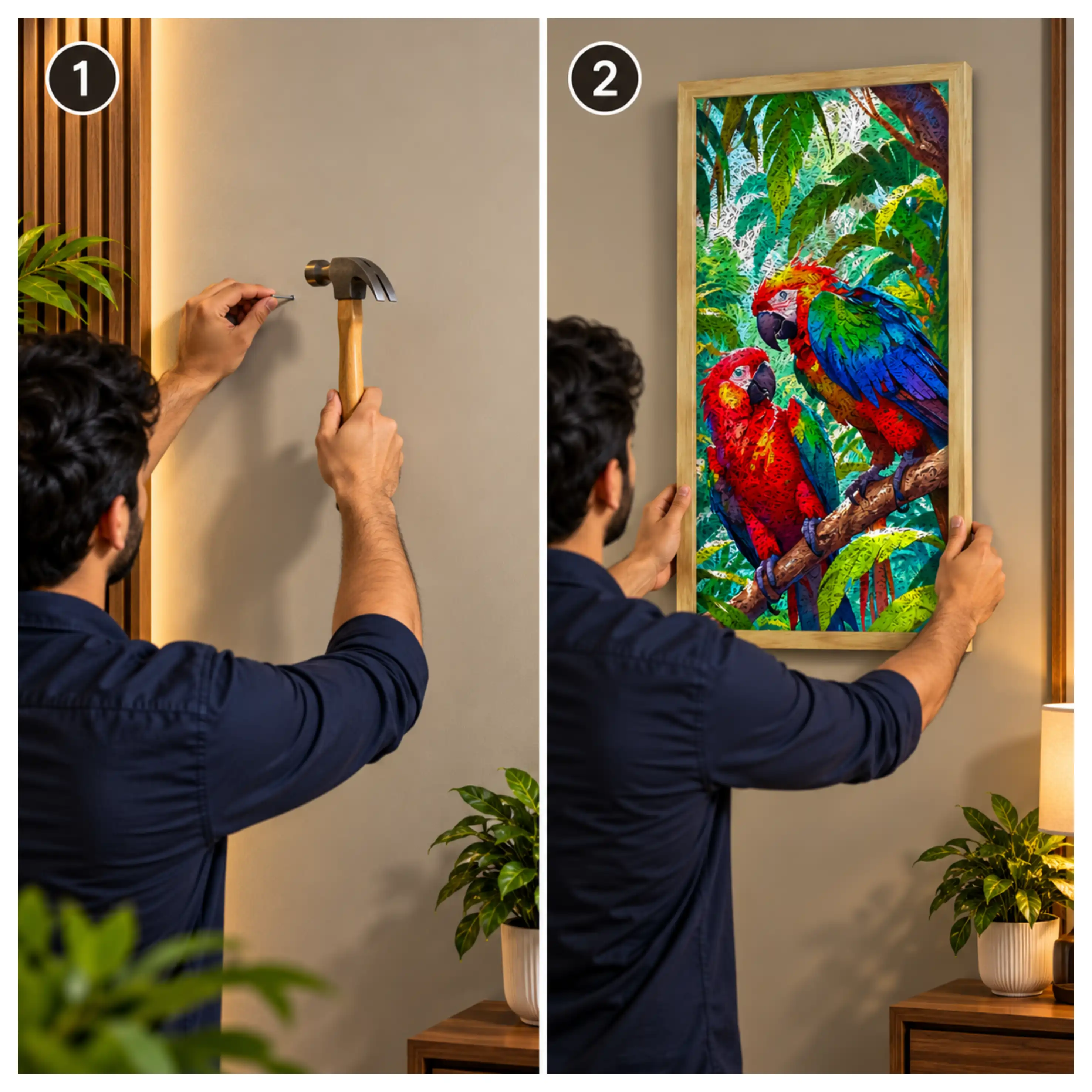 Red Parrots Old Gold Acoustic Photo Frame view 5