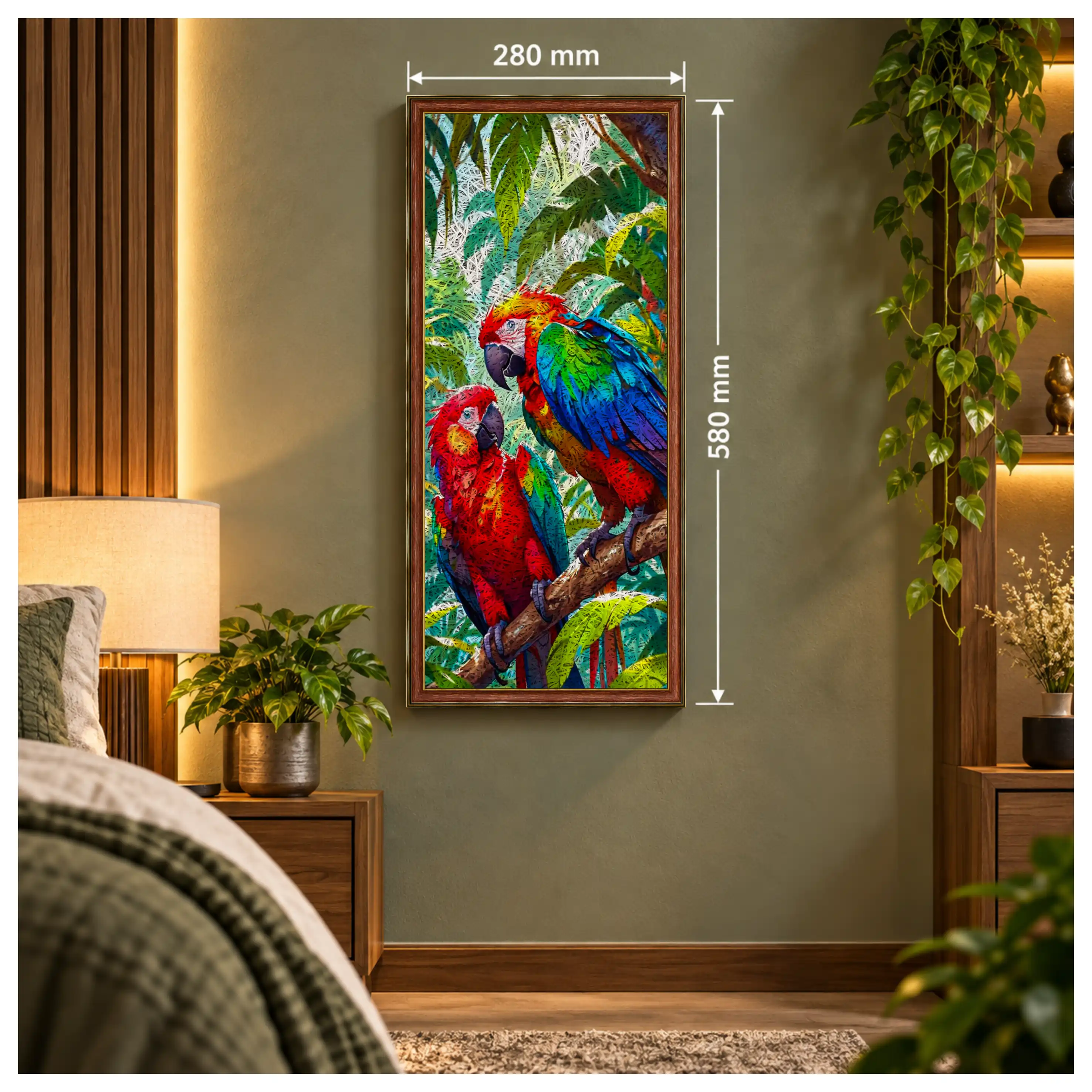 Red Parrots Brown Acoustic Photo Frame view 3