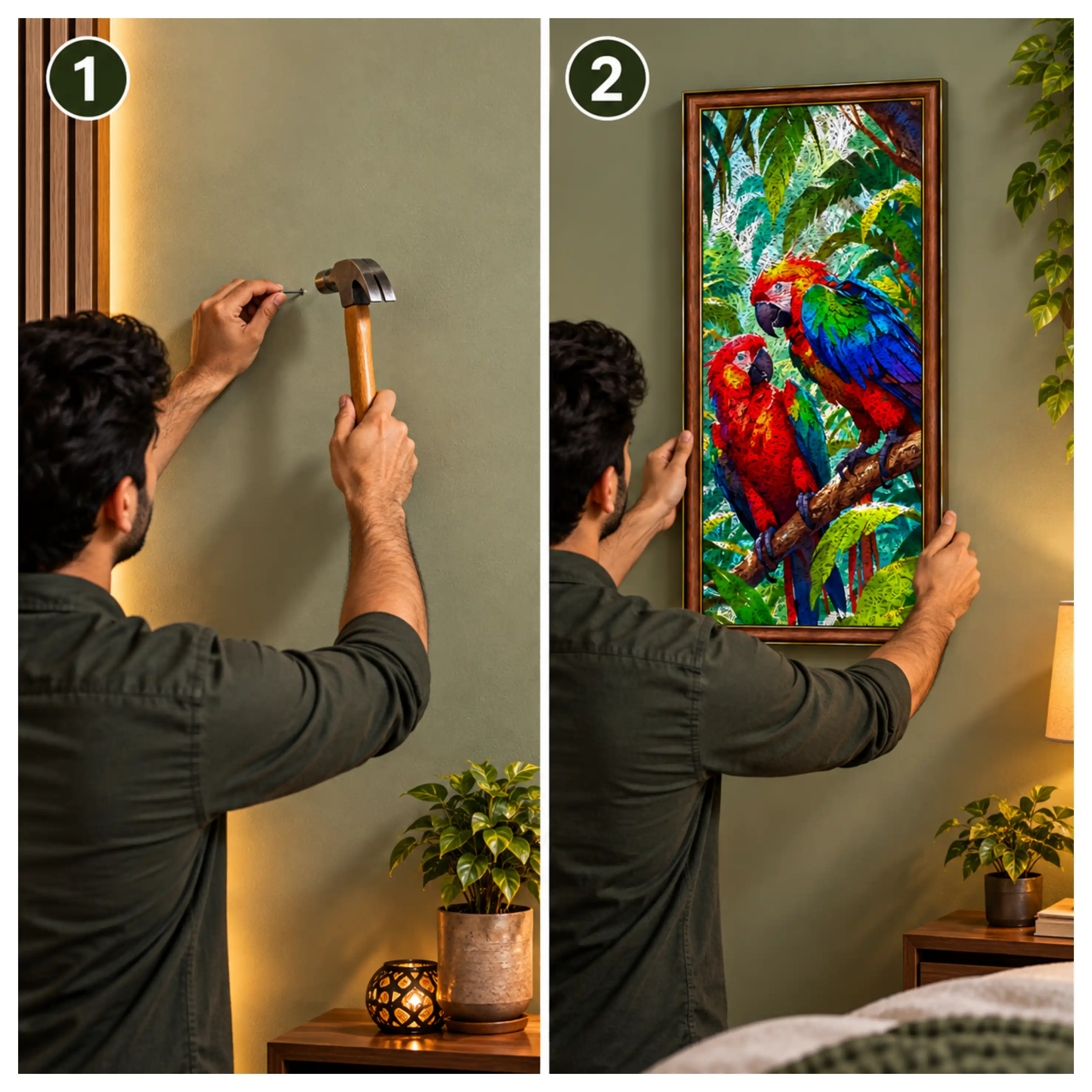 Red Parrots Brown Acoustic Photo Frame view 4